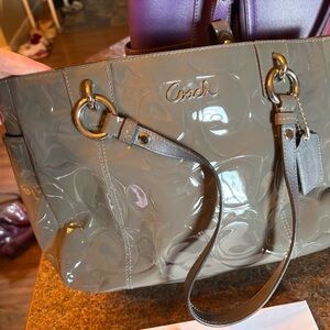 Coach Gray Patent Leather Tote Bag